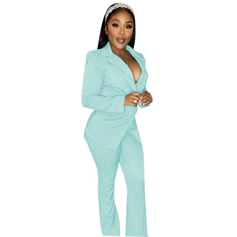 Navid - The Nevermore Solid Color Suit – Unique Fashion for Women by Nevermore Lifestyle & Tech | L Line Cyan
