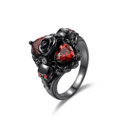 Nepharia's Rose - The Nevermore Gothic Ring Skulls Hearts – Unique Gothic Jewelry by Nevermore Lifestyle & Tech | 10 Black