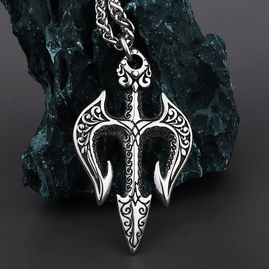 Neptune's Trident - The Nevermore Gothic Pendant Necklace Titanium Steel