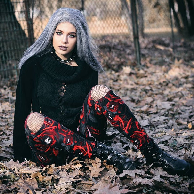 Nightfall Creed – Gothic Leggings by The Nevermore – Unique Leggings by Nevermore Lifestyle & Tech | Black L