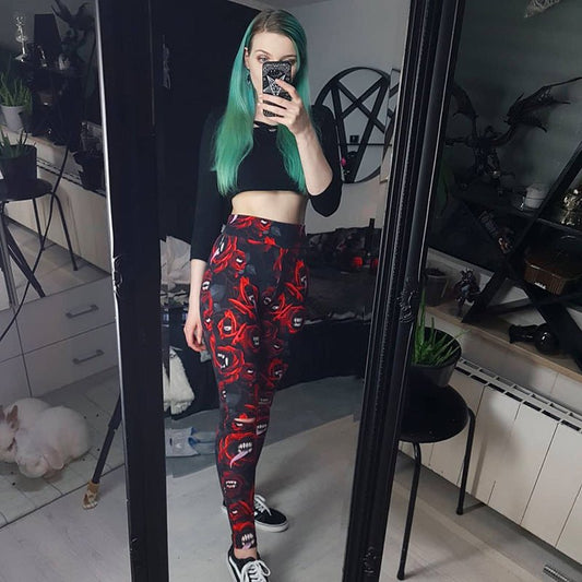 Nightfall Creed – Gothic Leggings by The Nevermore – Unique Leggings by Nevermore Lifestyle & Tech | Black L