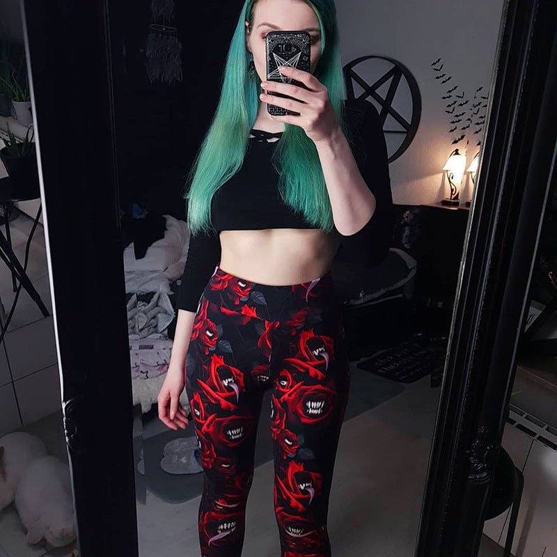 Nightfall Creed – Gothic Leggings by The Nevermore – Unique Leggings by Nevermore Lifestyle & Tech | Black L