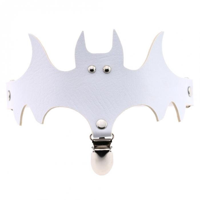 Nightshade - The Nevermore Gothic Halloween bat wings leather garter socks – Unique Gothic Accessories by Nevermore Lifestyle & Tech | White