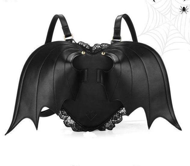 Noctura – Gothic Bat Wings Backpack by The Nevermore – Unique Gothic Accessories by Nevermore Lifestyle & Tech | Black
