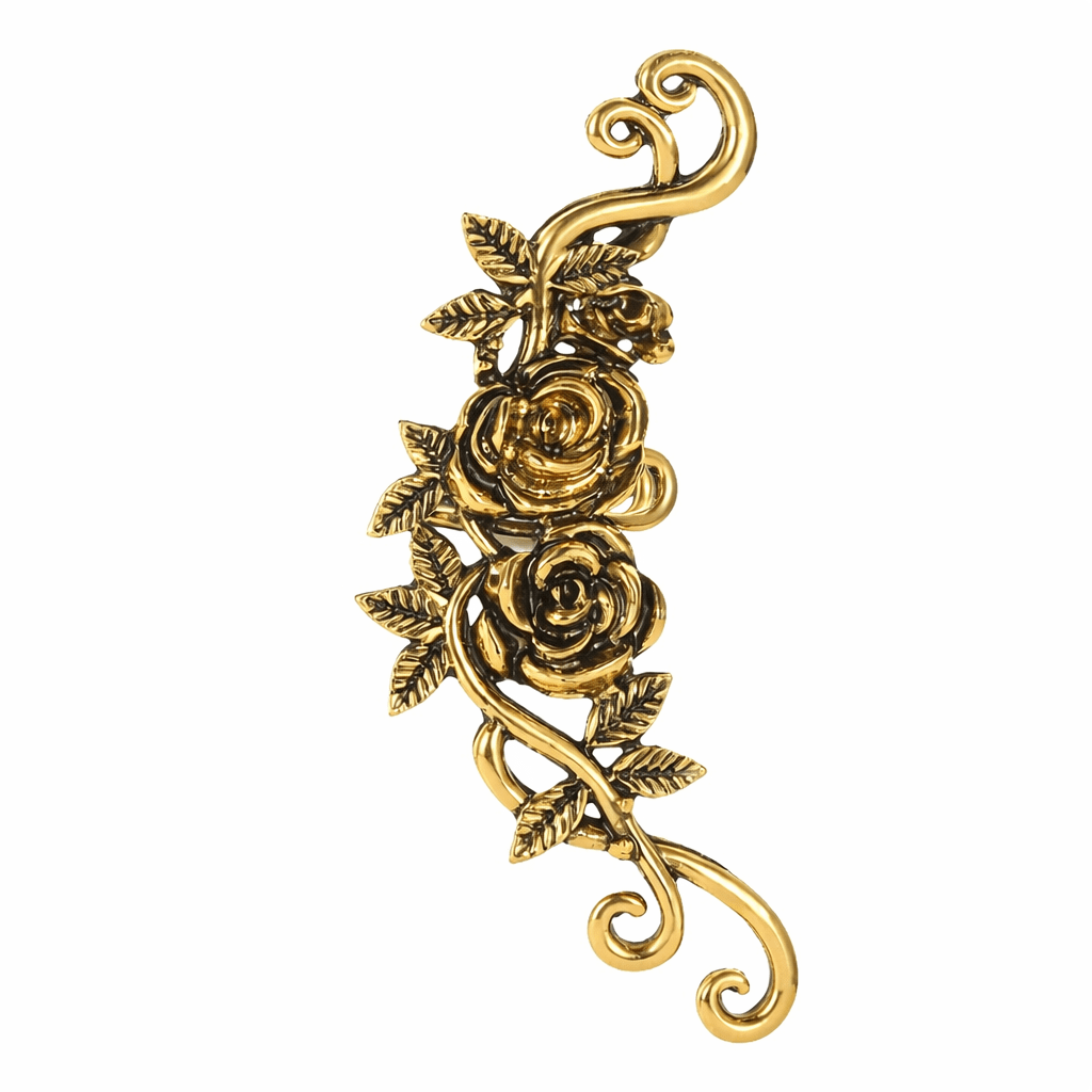 Nocturne Bloom – Gothic Rose Ear Cuff by The Nevermore – Unique Earrings by The Nevermore | Gold