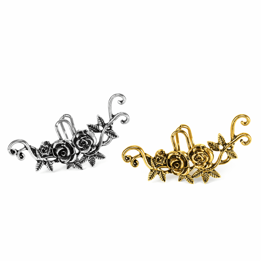 Nocturne Bloom – Gothic Rose Ear Cuff by The Nevermore – Unique Earrings by The Nevermore | Gold