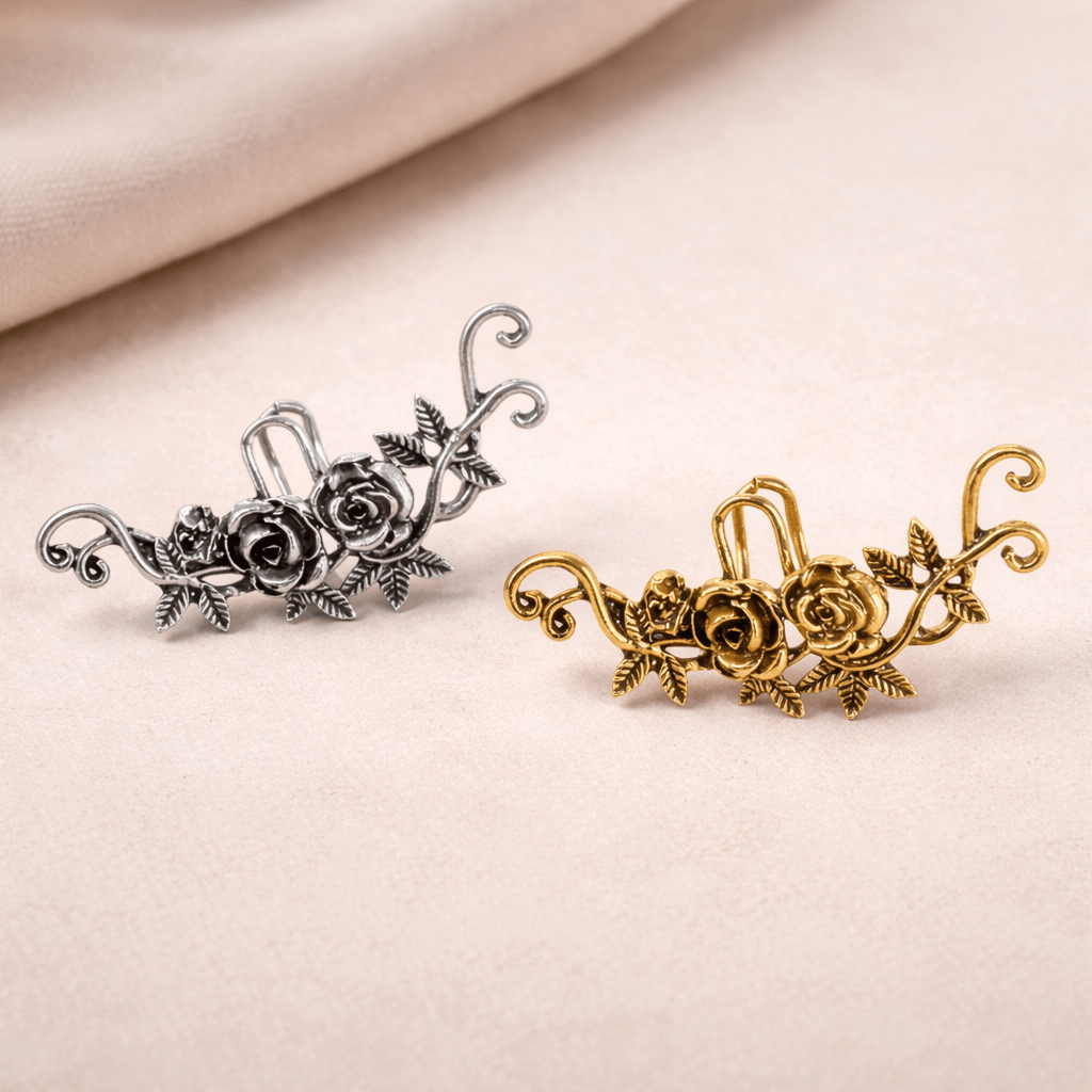 Nocturne Bloom – Gothic Rose Ear Cuff by The Nevermore – Unique Earrings by The Nevermore | Gold