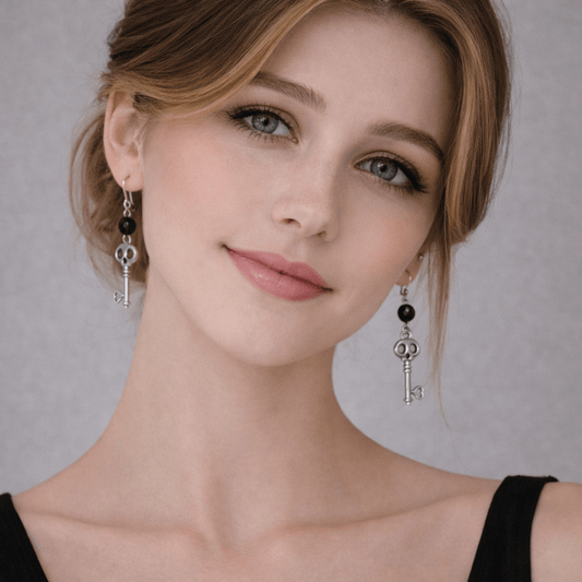 Nocturne Key – Skull Charm Earrings by The Nevermore – Unique Gothic Jewelry by Nevermore Lifestyle & Tech | Silver
