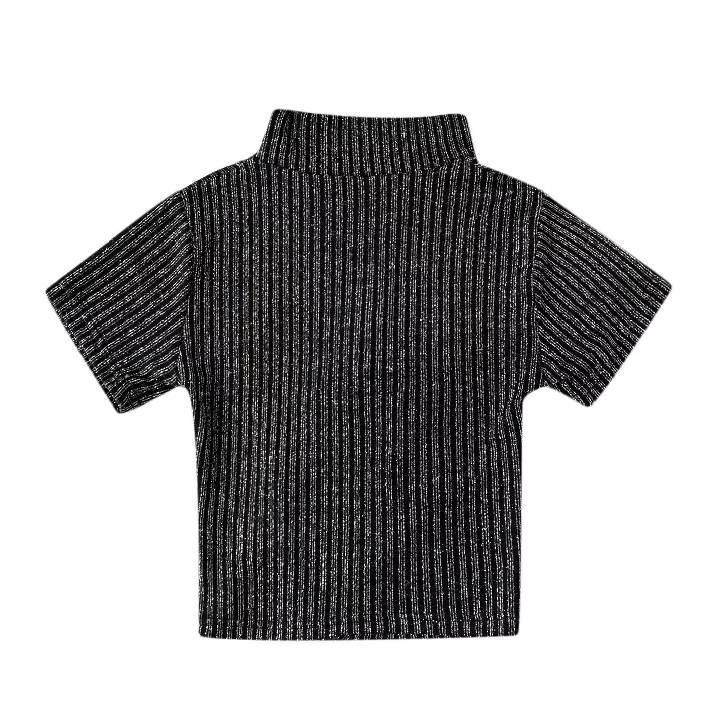 Bright Silk Hollow Lace-up Top Short-sleeved T-shirt