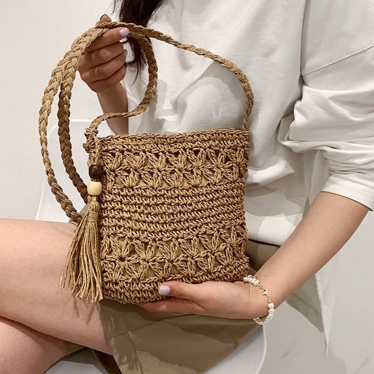 Nomad's Dream - Small Woven Bag by The Nevermore – Unique Boho Style by Nevermore Lifestyle & Tech | Rough Khaki