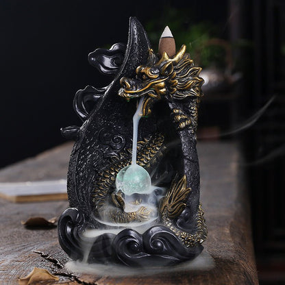 Noodlebreath Wilcox - The Nevermore Gothic Home Decor Dragon Gifts Resin Backflow Incense Burner Smoke Aromatherapy Stove LED Light – Unique Home Decor by Nevermore Lifestyle & Tech | Black