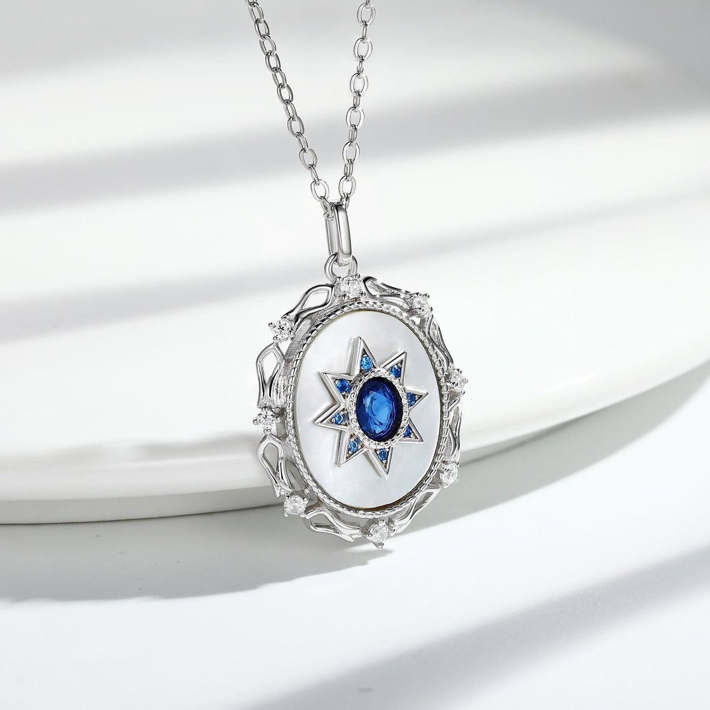 North Star Multifaceted natural sapphire Pendant - The Nevermore Pendant 925 Silver – Unique Pendants - Necklaces by Nevermore Lifestyle & Tech | Platinum gold
