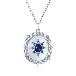 North Star sapphire pendant necklace – platinum gold 925 silver