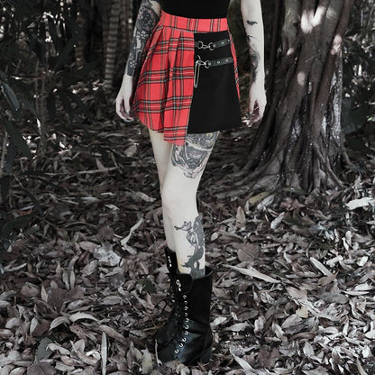 Nova Nocturnfall - The Nevermore Gothic Pleated Short Skirt for Women – Unique Gothic Fashion for Women by Nevermore Lifestyle & Tech | 2XL Red