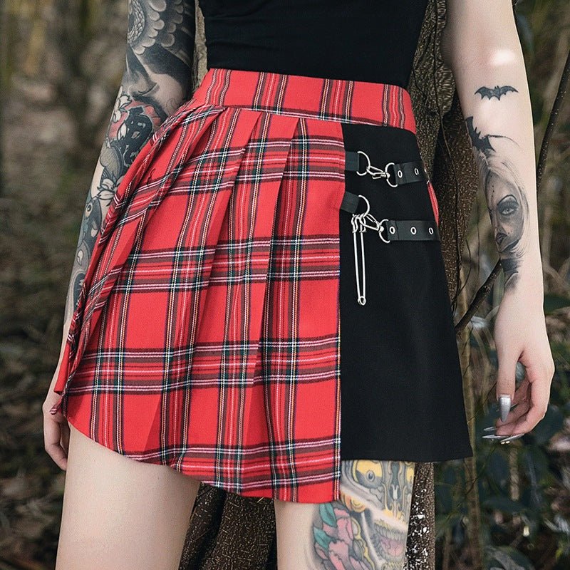 Nova Nocturnfall - The Nevermore Gothic Pleated Short Skirt for Women – Unique Gothic Fashion for Women by Nevermore Lifestyle & Tech | 2XL Red
