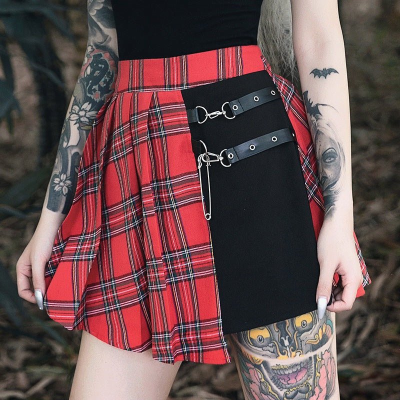 Nova Nocturnfall - The Nevermore Gothic Pleated Short Skirt for Women – Unique Gothic Fashion for Women by Nevermore Lifestyle & Tech | 2XL Red