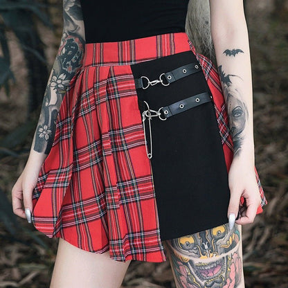 Nova Nocturnfall - The Nevermore Gothic Pleated Short Skirt for Women – Unique Gothic Fashion for Women by Nevermore Lifestyle & Tech | 2XL Red