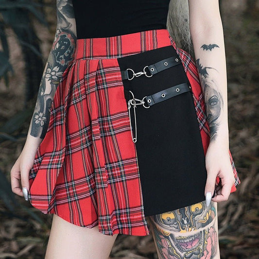 Nova Nocturnfall - The Nevermore Gothic Pleated Short Skirt for Women – Unique Gothic Fashion for Women by Nevermore Lifestyle & Tech | 2XL Red