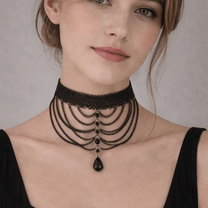 Obsidian Cascade – Gothic Chain Choker Necklace by The Nevermore – Unique Gothic Jewelry by The Nevermore |