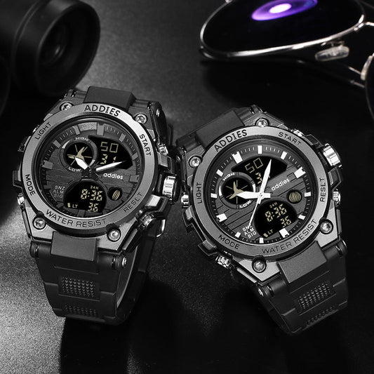 Obsidian Pulse – Tactical Dual Display Watch by The Nevermore – Unique Watches by The Nevermore | Black