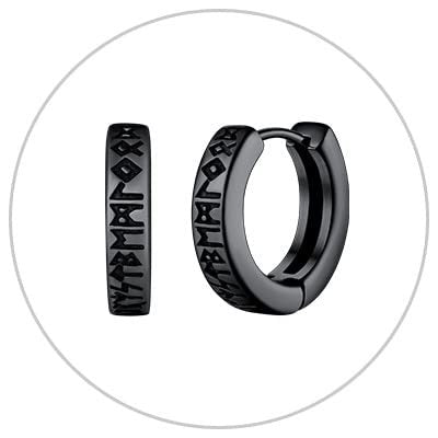 Oda - The Nevermore Gothic Viking Norse Earrings for Men Stainless Steel – Unique Gothic Jewelry by Nevermore Lifestyle & Tech | Black