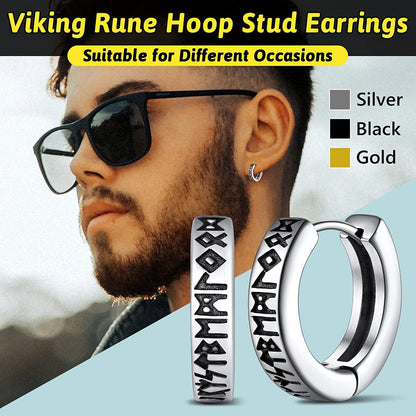 Oda - The Nevermore Gothic Viking Norse Earrings for Men Stainless Steel – Unique Gothic Jewelry by Nevermore Lifestyle & Tech | Black