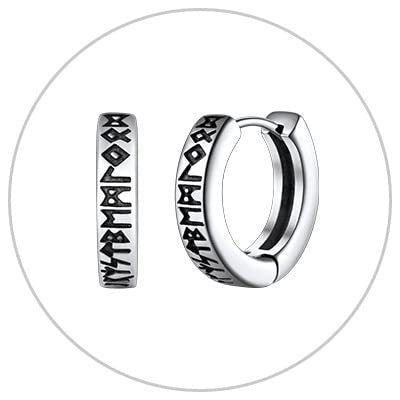 Oda - The Nevermore Gothic Viking Norse Earrings for Men Stainless Steel – Unique Gothic Jewelry by Nevermore Lifestyle & Tech | Steel Color