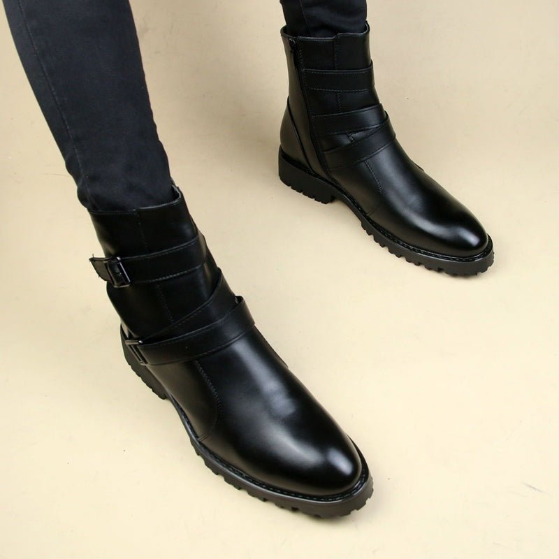 OnyxLift - British Style Inner Height Leather Boots by The Nevermore