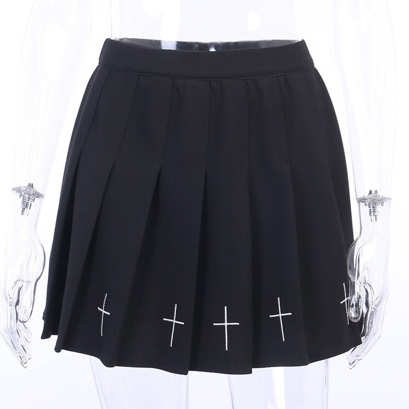 Opal Celestial - The Nevermore Gothic Short Skirt slim pleated – Unique Gothic Fashion for Women by Nevermore Lifestyle & Tech | L Black