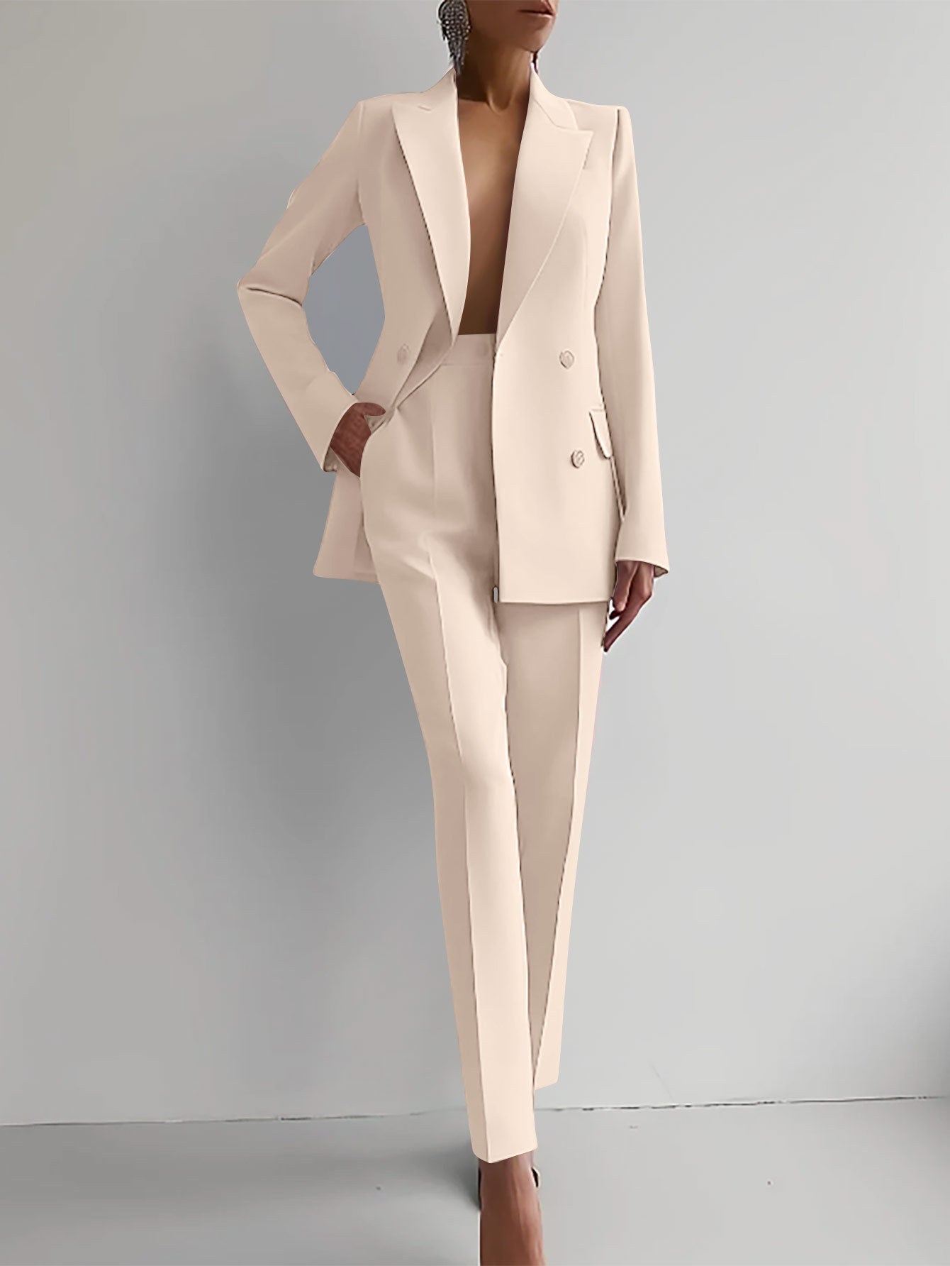 Opal Haven – Women’s Casual Business Pants Suit by The Nevermore – Unique Suits by Nevermore Lifestyle & Tech | L Apricot