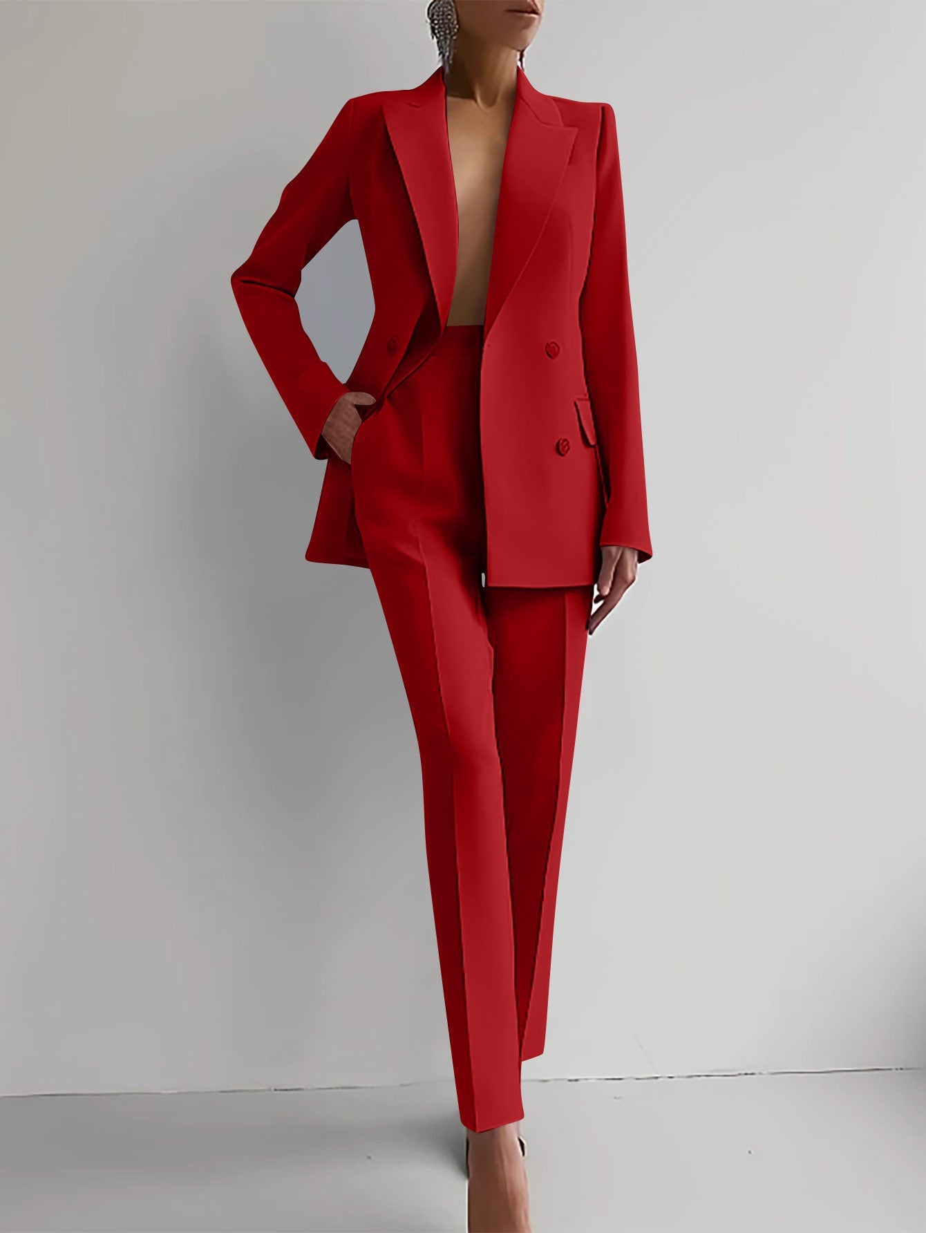 Opal Haven – Women’s Casual Business Pants Suit by The Nevermore – Unique Suits by Nevermore Lifestyle & Tech | L Red