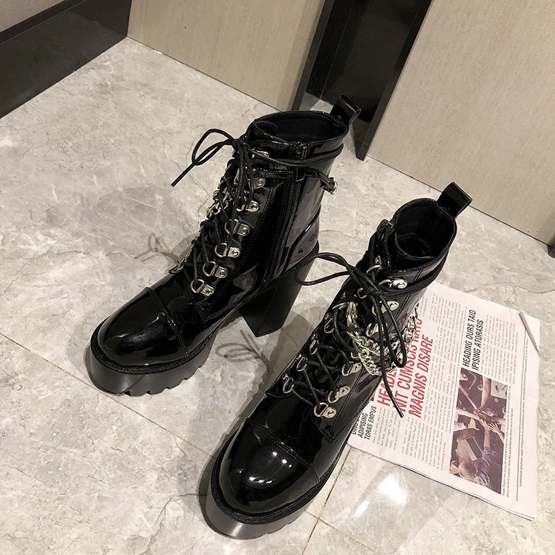 Pandora - Gothic Patent Leather Boots by The Nevermore – Unique Gothic Fashion for Women by Nevermore Lifestyle & Tech | 35