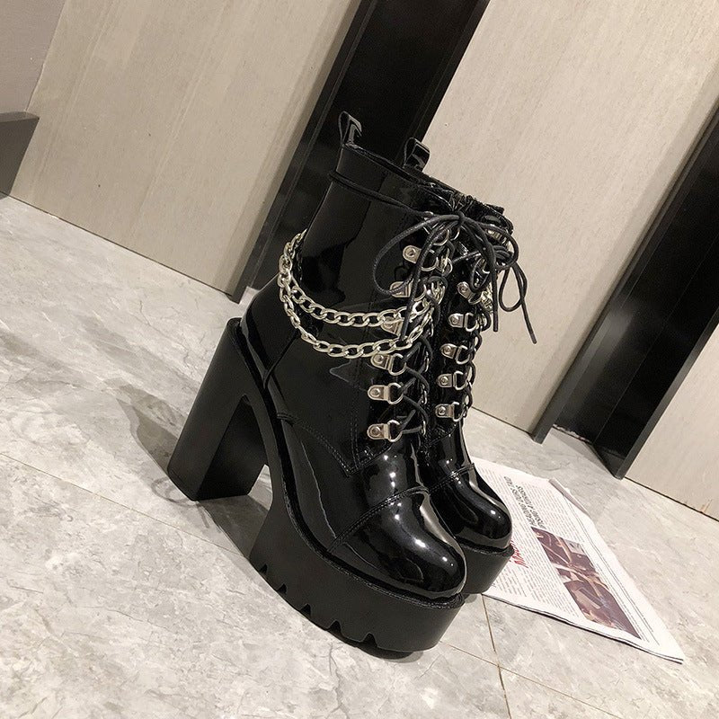 Pandora - Gothic Patent Leather Boots by The Nevermore – Unique Gothic Fashion for Women by Nevermore Lifestyle & Tech | 35