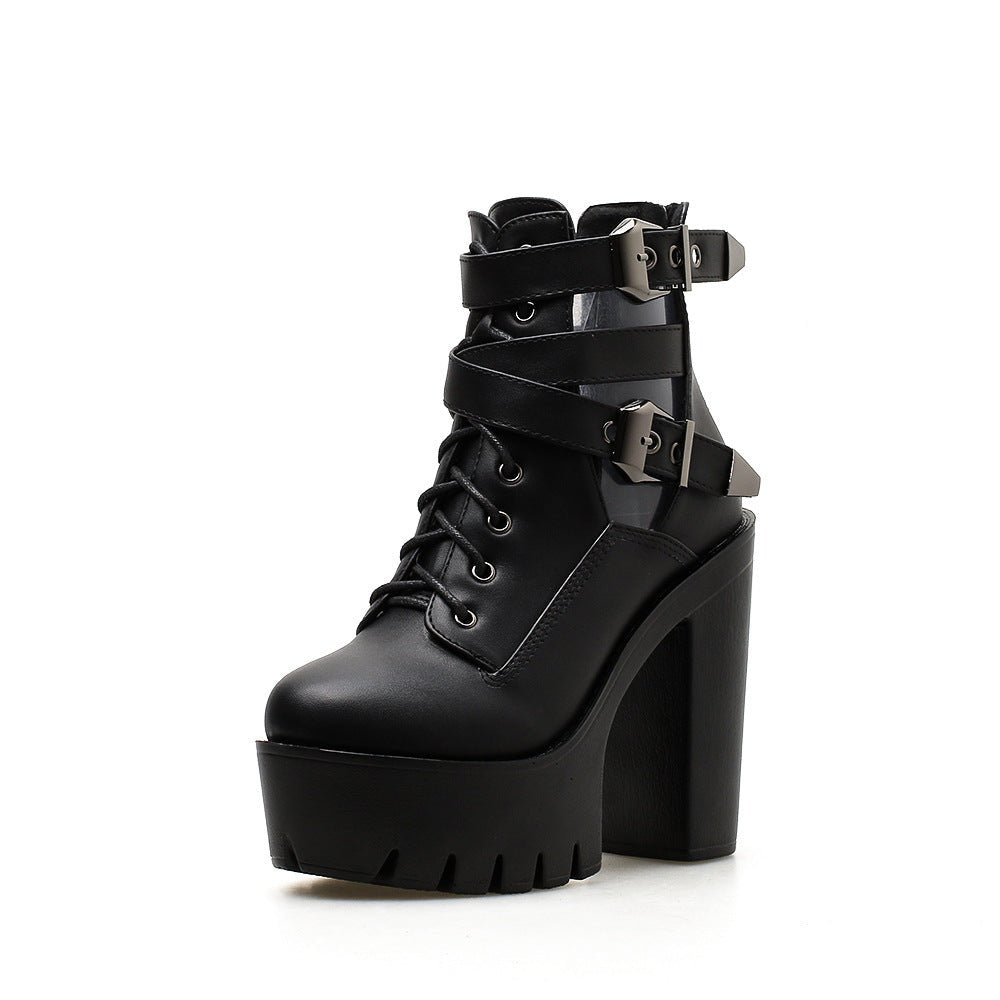 Pandora Skylark - Gothic Buckle Ankle Boots by The Nevermore – Unique Gothic Fasfion by Nevermore Lifestyle & Tech | 34 Black