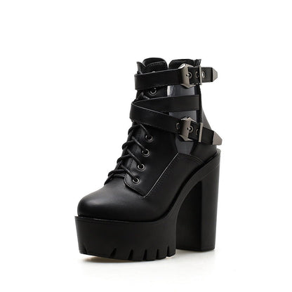 Pandora Skylark - Gothic Buckle Ankle Boots by The Nevermore – Unique Gothic Fasfion by Nevermore Lifestyle & Tech | 34 Black