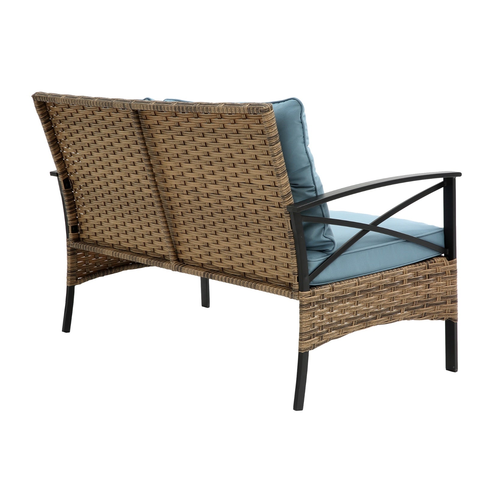 PatioLounge - 4Pc Blue Rattan Sofa Set by The Nevermore