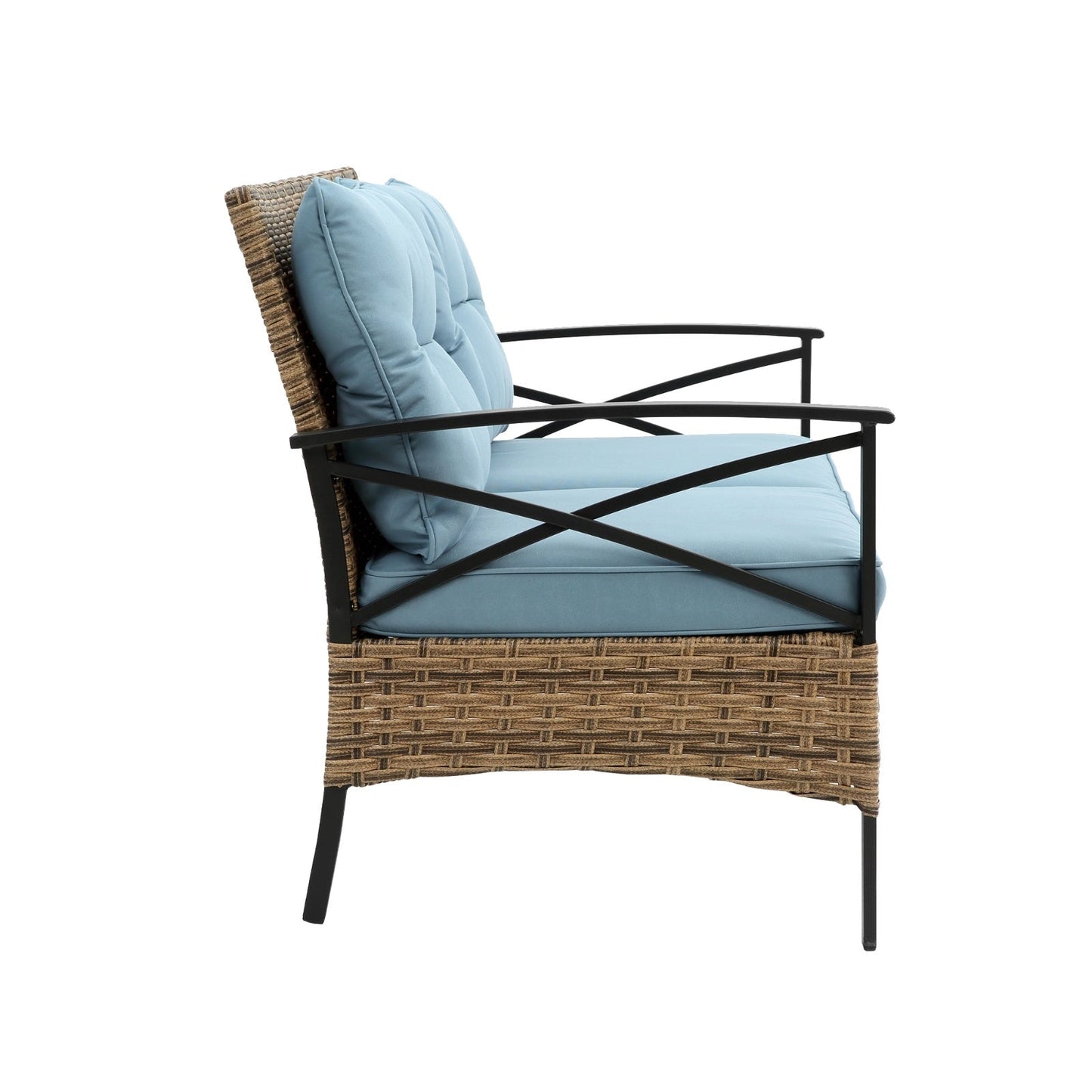 PatioLounge - 4Pc Blue Rattan Sofa Set by The Nevermore