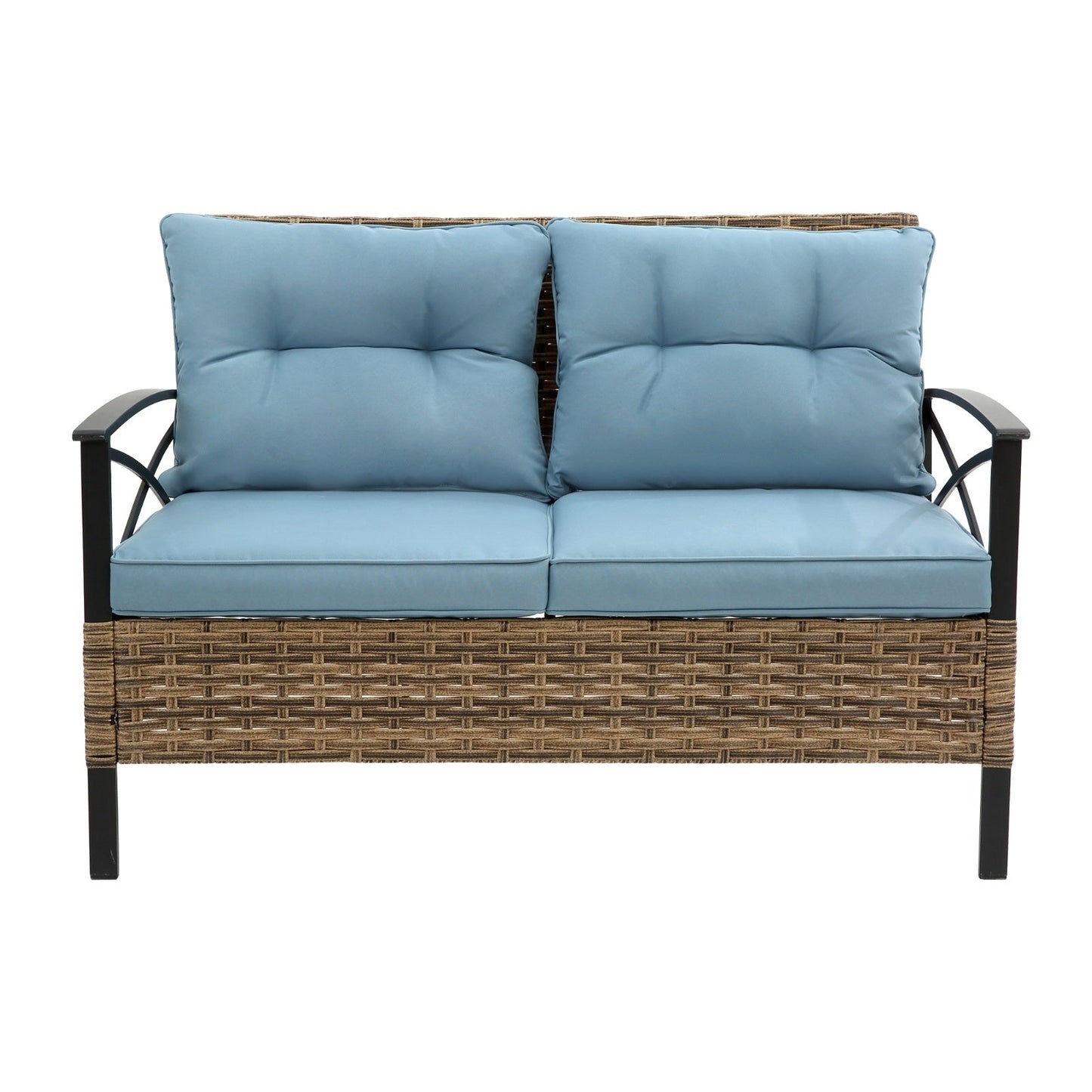 PatioLounge - 4Pc Blue Rattan Sofa Set by The Nevermore