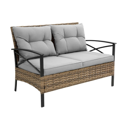 PatioLounge - 4Pc Grey Rattan Sofa Set by The Nevermore