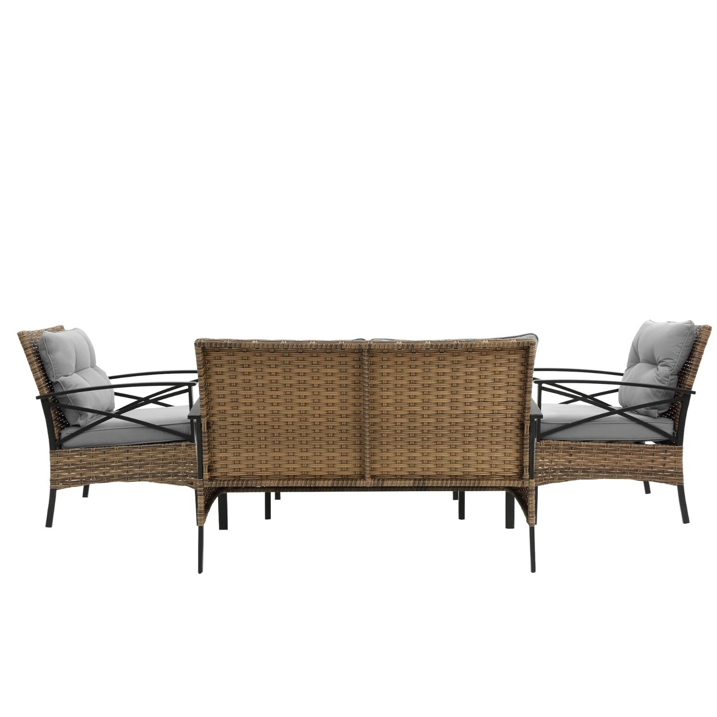 PatioLounge - 4Pc Grey Rattan Sofa Set by The Nevermore