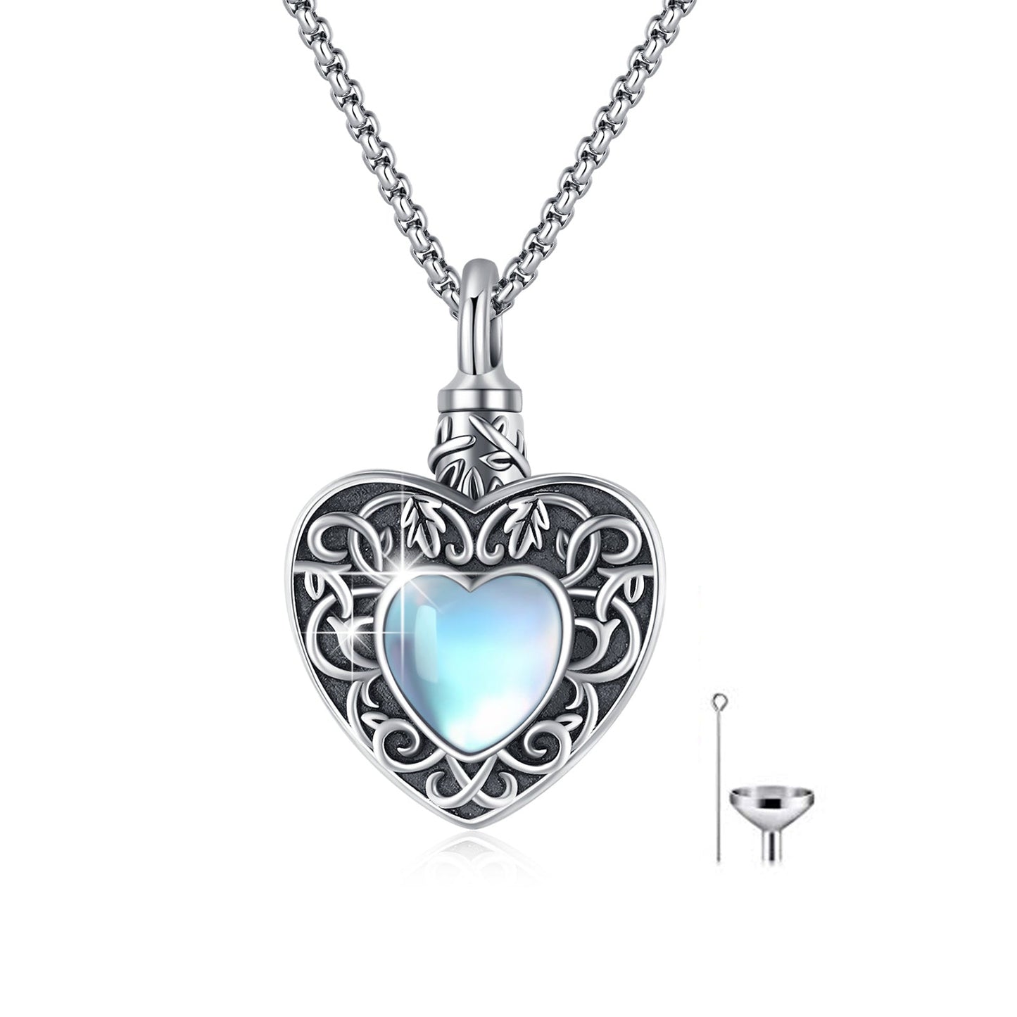 Peaceful Heart - The Nevermore 925 Silver Moonstone Necklace