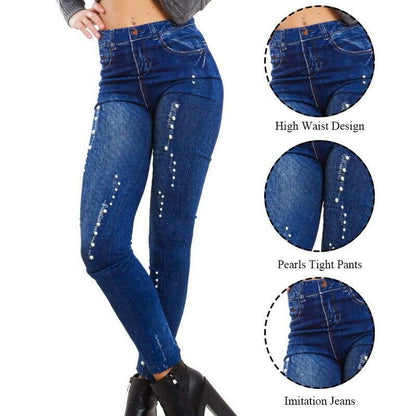 PearlBind - High-Waist Denim Leggings by The Nevermore