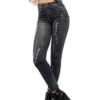 PearlBind - High-Waist Denim Leggings by The Nevermore