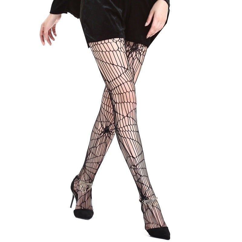 Phantomlace - The Nevermore Gothic Halloween Socks Spider Pattern Pantyhose – Unique Gothic Fashion for Women by Nevermore Lifestyle & Tech | Black