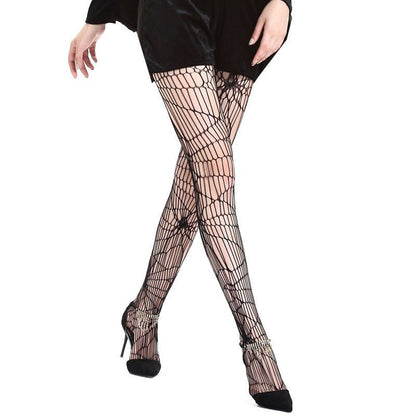 Phantomlace - The Nevermore Gothic Halloween Socks Spider Pattern Pantyhose – Unique Gothic Fashion for Women by Nevermore Lifestyle & Tech | Black