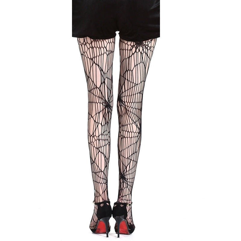 Phantomlace - The Nevermore Gothic Halloween Socks Spider Pattern Pantyhose – Unique Gothic Fashion for Women by Nevermore Lifestyle & Tech | Black