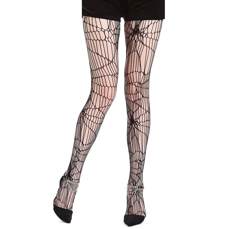 Phantomlace - The Nevermore Gothic Halloween Socks Spider Pattern Pantyhose – Unique Gothic Fashion for Women by Nevermore Lifestyle & Tech | Black
