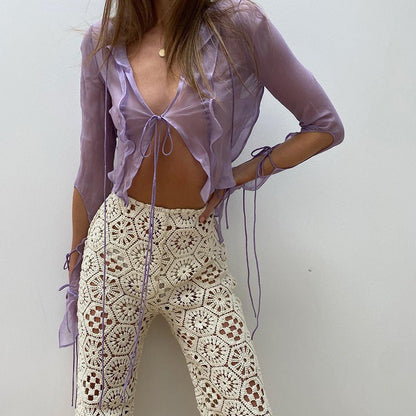 Philippa Steamford - The Nevermore Gothic Tank See - through Long - sleeved Top Lace Up Cardigan – Unique Gothic Fashion for Women by Nevermore Lifestyle & Tech | L Black