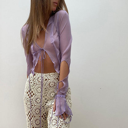 Philippa Steamford - The Nevermore Gothic Tank See - through Long - sleeved Top Lace Up Cardigan – Unique Gothic Fashion for Women by Nevermore Lifestyle & Tech | L Black