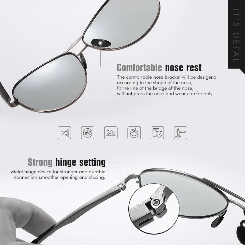 PilotVision - Photochromic Polarized Shades by The Nevermore – Unique Sunglasses by Nevermore Lifestyle & Tech | Original Silver Frame - Gray